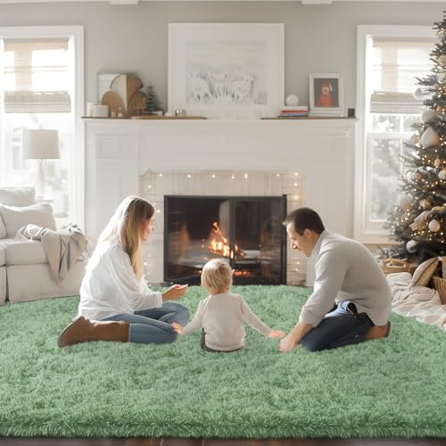8x10 Area Rugs for Living Room, Green Large Fluffy Rugs for Bedroom, Soft Carpet Shag Kids Room Rug, Non-Slip Fuzzy Rugs Indoor (8ft x 10ft, Green)