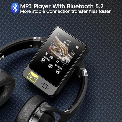Image of Sounce 32GB Mini MP3 Music Player with Bluetooth 3.2, Touch Screen, Video Playback, Voice Recording, FM Radio & Built-in Speaker | Pocket-Sized Music Player Expandable Up to 128GB (Black)