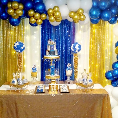 Image of Royal Blue Sequin Backdrop Curtains,2 Panels 2FTx8FT Blue Curtain Backdrop Glitter Party Decorations Background Drapes for Wedding Birthday Anniversary Graduation Photo Booth Decor