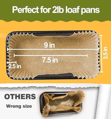 mutvle Loaf Pan Liners, 125Pcs Non-Stick Bread Pan Liners, Loaf Pan Parchment Liners, Paper Loaf Pans for Baking, 9x5 parchment paper