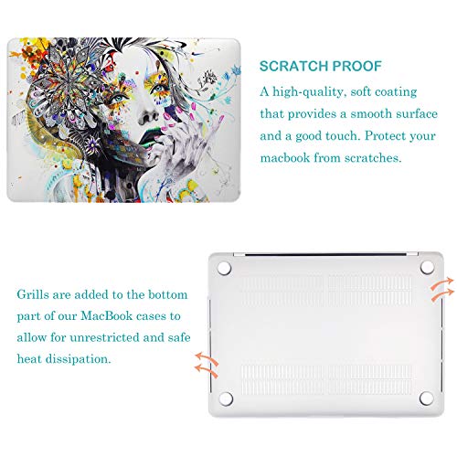 VAESIDA MacBook Pro 13 Inch Case, Rubberized Protective Hard Laptop Cover Case Shell Set Only Compatible with New Mac Pro 13\" Release 2016-2019 (Pro 13 Model A2159/A1706/A1708/A1989) (Hand-Drawn Girl)