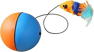 Baoblaze Ball Cat Toys Interactive Cat Toys Ball Teaser Toys Plush Mice Soft Plush Interactive for Kitty Exercising Play, Blue and Orange