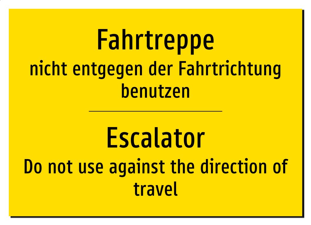 62847-DEEN-T-13 | Fahrtreppe Escalator Schild/Aufkleber | Deutsch