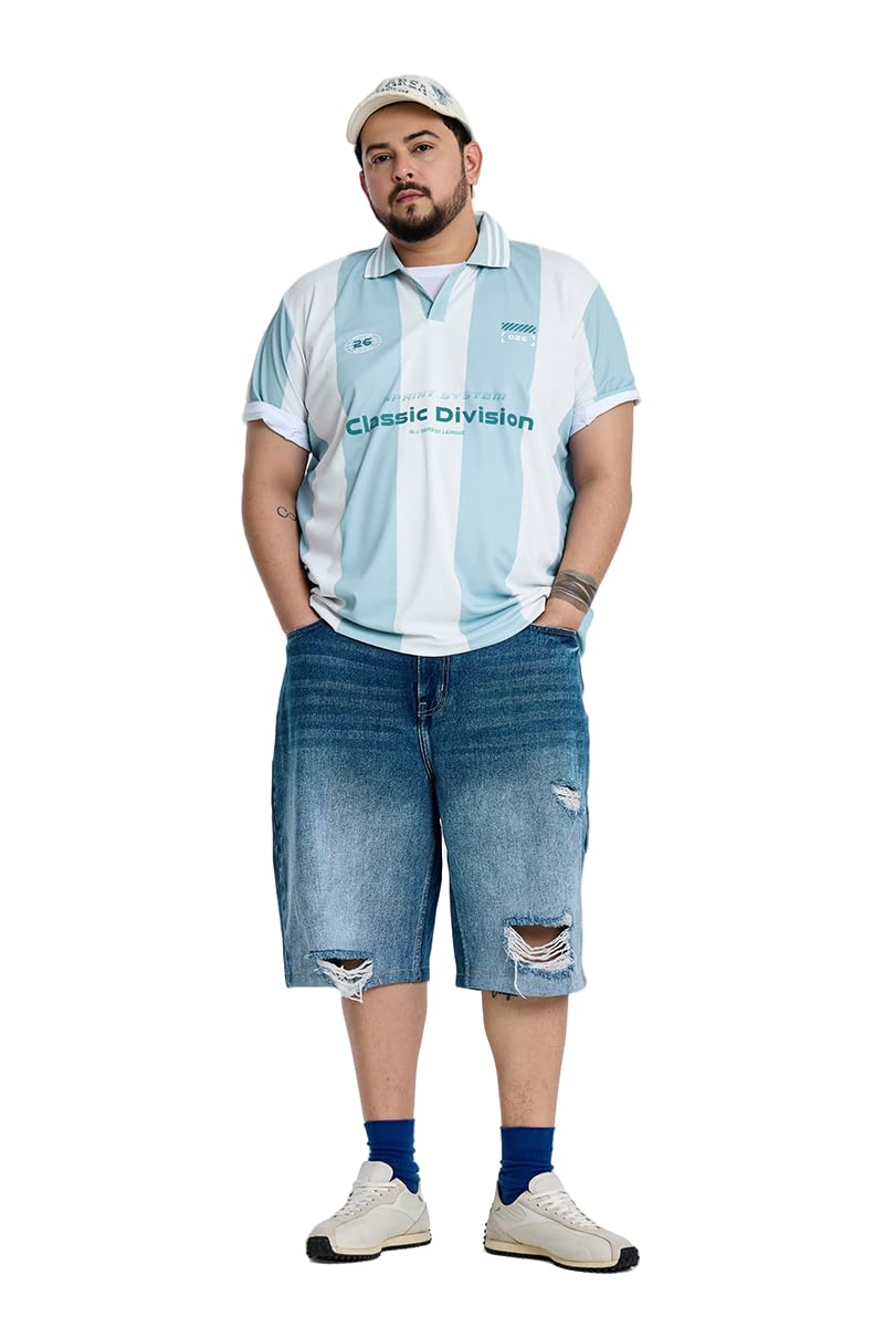 Men Polo Plus Size T-Shirt | Striped Polo Collar with Front Chest Graphic Print | 100% Polyester Moisture-Wicking Breathable Regular Fit Casual Wear-image-40