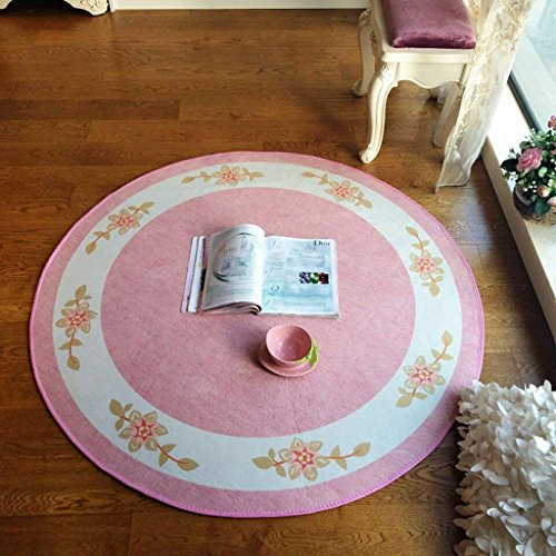 Tapis rose rond GZ pour protéger le sol de la chambre sous le bureau
