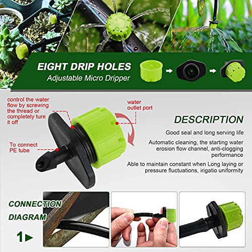 VINFUTUR 100pcs Bewässerung Tropfer Sprinkler Micro Tropfer Garten Bewässerungssystem Tropfbewässerung 8 Loch Micro Sprinklerköpfe