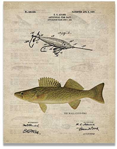 Apple Creek Antique Fly Fishing Lure Us Patent Poster Art Print Crappie Trout Largemouth Bass Walleye Muskie Lures Poles 11X14 Wall Decor Pictures cover