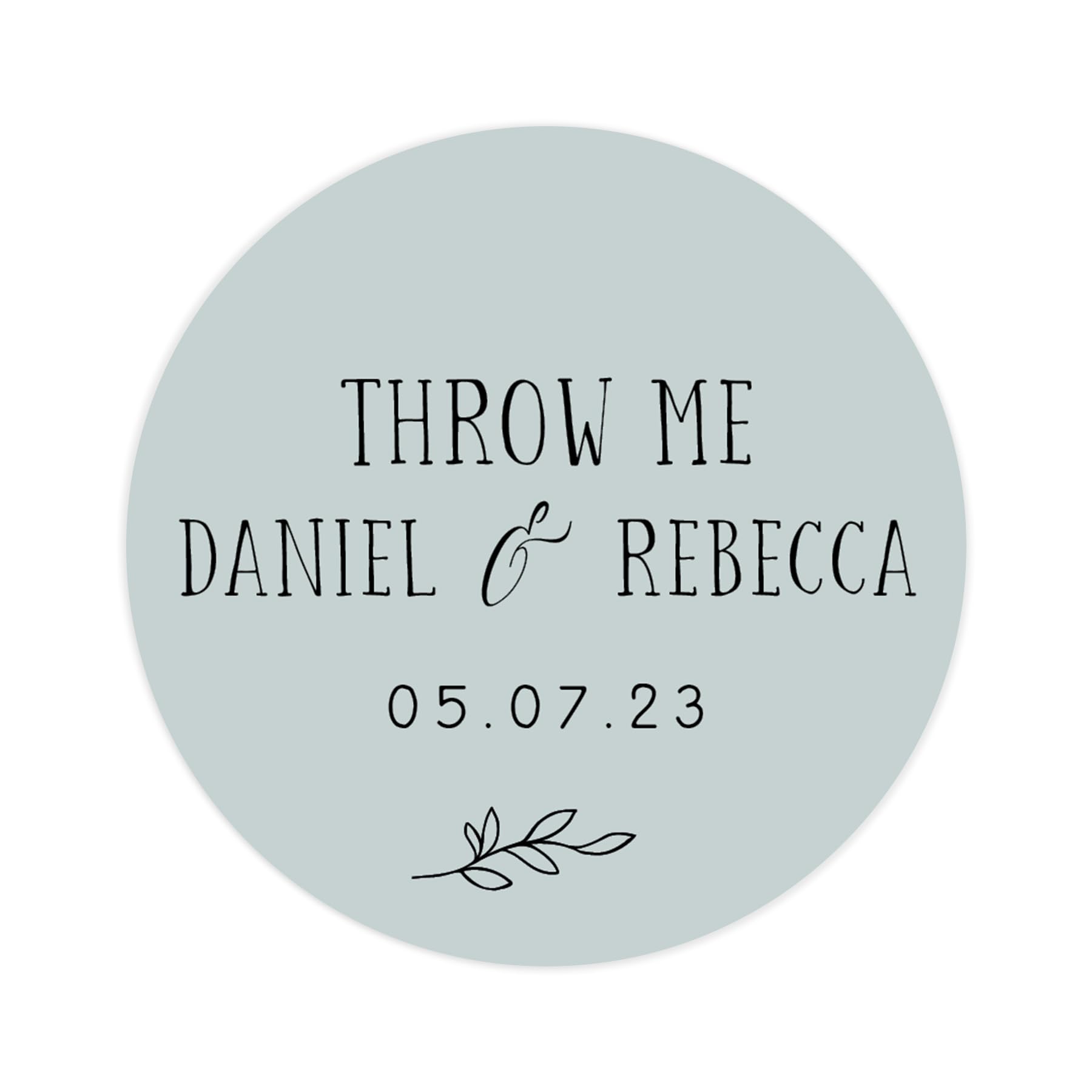 Personalised Throw me Confetti Wedding Stickers | 12 Colour Choice Round Circle Wedding Labels | Favor Sticker | Weddings Favors Thank You Stickers | 35 Round Stickers (Dusky Blue)