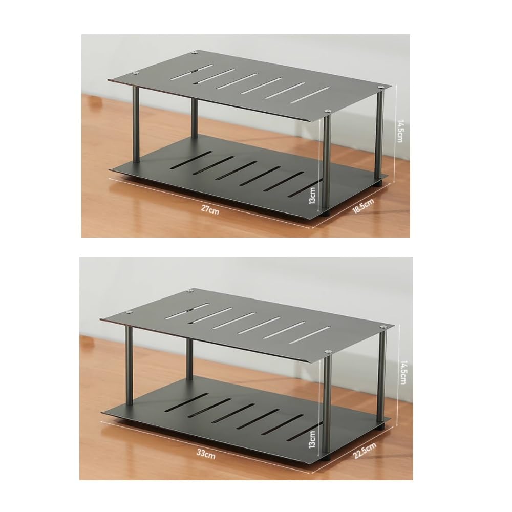 Supporto per proiettore AV da Tavolo, ripiano per Router Aperto a 2 Livelli, in Alluminio, per Console Audio/Video/decoder Via Cavo/Amplificatore/Streamer (Bianco, 27x18,5x14,5 cm)