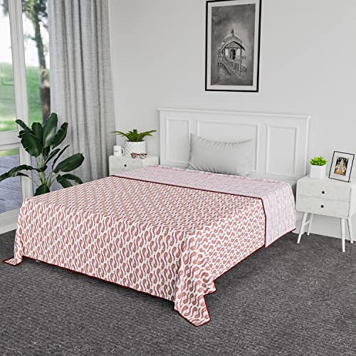 Image of Kuber Industries Blanket | Cotton Single Bed Dohar | Blanket for Home | Reversible AC Blanket for Travelling | Blanket for Summer | Blanket for Winters | Carry Print | Pink