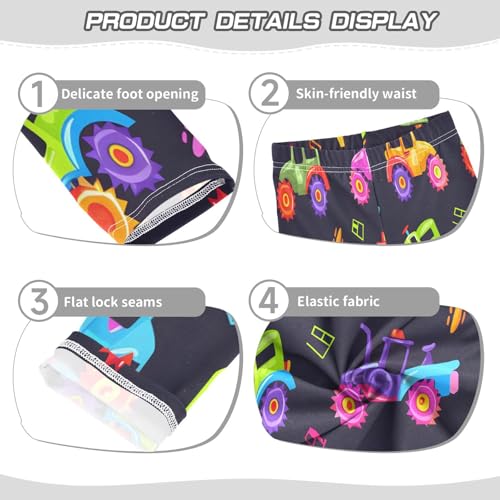 Bolaz Toddler Girls Leggings Printed Yoga Pants Leggings Blue Green Car Tractor for Kids3