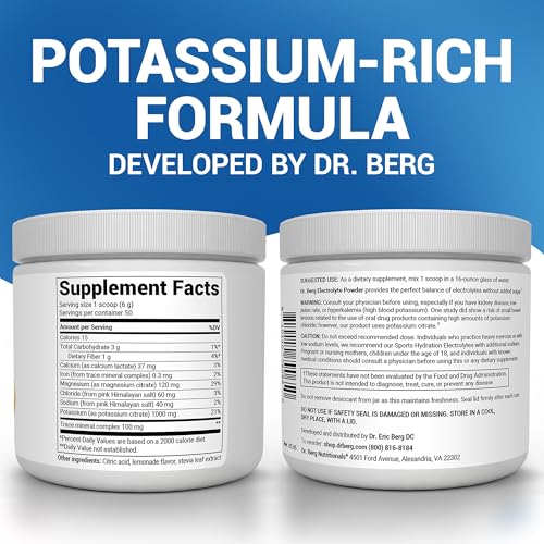Image of Dr. Berg Zero Sugar Hydration Keto Electrolyte Powder - Enhanced w / 1000 mg of Potassium & Real Pink Himalayan Salt (NOT Table Salt) - Lemonade Flavor Hydration Drink Mix Supplement - 50 Servings