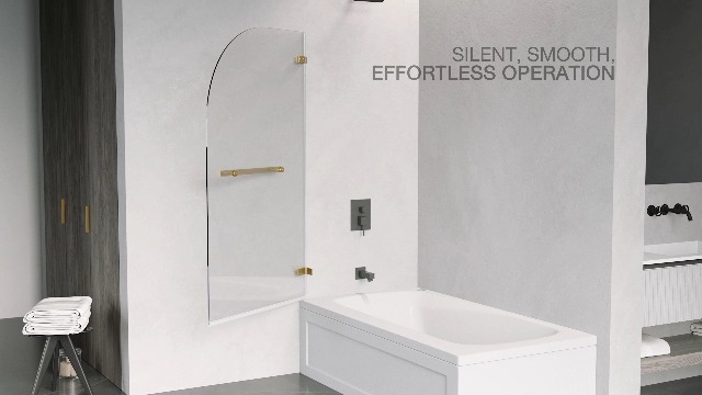 VIGO Orion 34 in. W x 58 in. H Hinged Frameless Tub Door in Matte