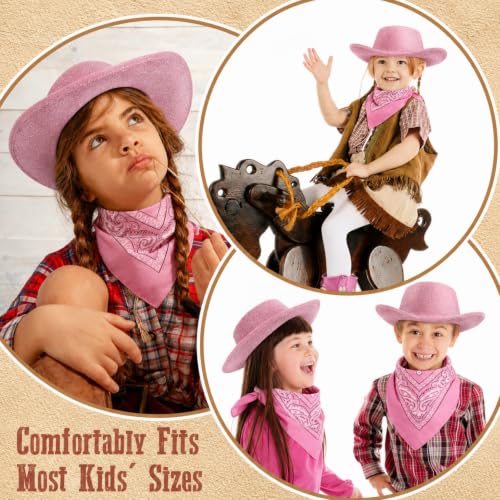 Image of Coume 24 Pieces Cowboy Hats and Bandanas, Glitter Pink