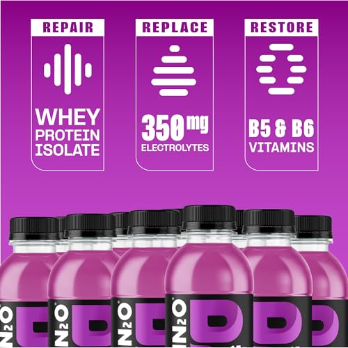 Image of Protein2o Hydration Drink - 2-in-1 Liquid Clear Whey Protein Isolate and Electrolyte Drink - 15g Protein, Vitamins B5, B6 - Post-Workout Recovery - 16.9 Fl Oz - Grape, (Pack of 24)