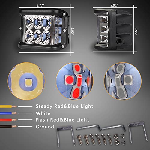 image for 4 Inch LED Pod Lights, HOYUZA Side Shooter LED Lights with Red & Blue 