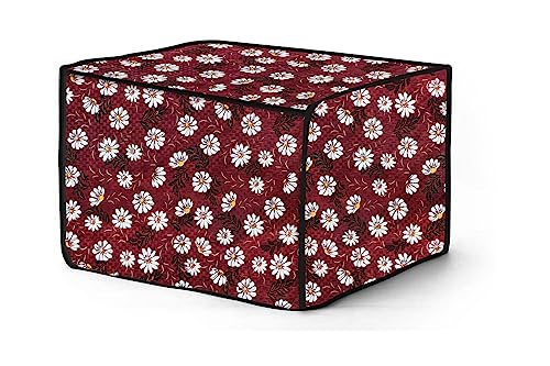 Image of The Furnishing Tree PVC Waterproof Microwave Oven Cover Compatible for Panasonic 27 L Convection NN-CT645BFDG Floral Pattern Red White