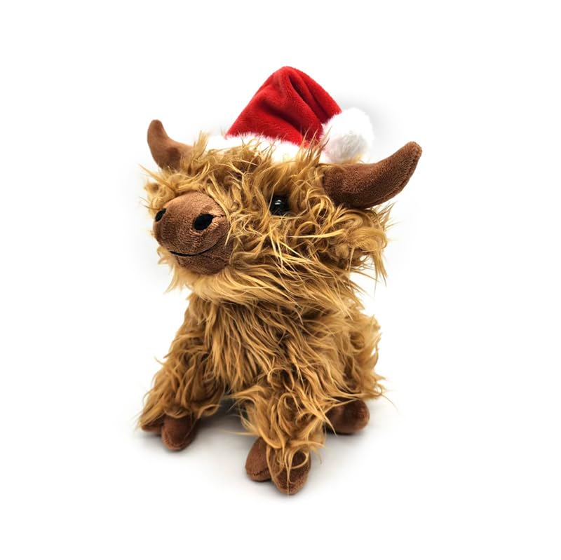 Cale-porte peluche Highland Coo de Noël lesté pour salon