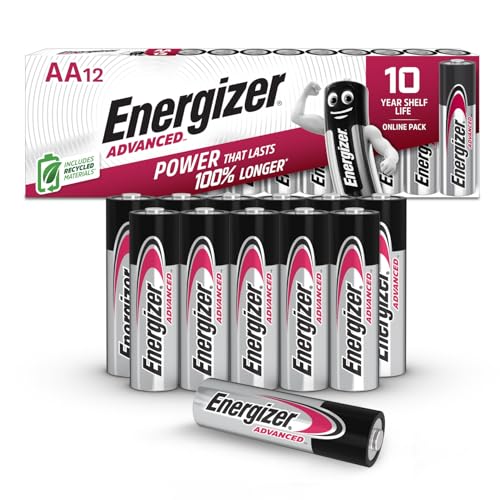 Energizer Advanced - AA Batterien (12 Stück) - 1,5V Alkali-Batterien - Leistungsstark und Langlebig - 100% plastikfreie Verpackung - 10 Jahre lagerfähig [Exklusiv bei Amazon]