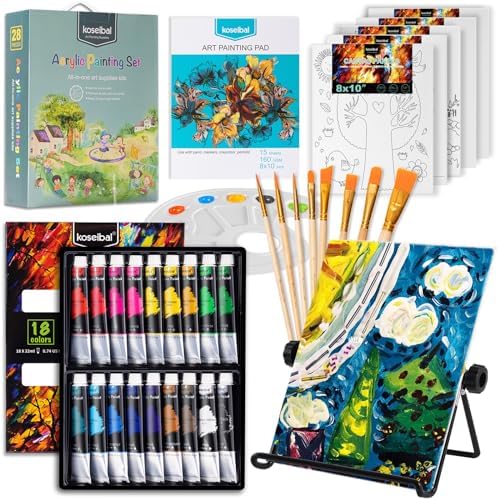koseibal Acrylic Paint Set for Kids, Art Painting Supplies Kit wi...