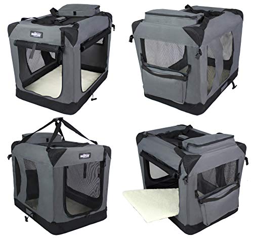 EliteField 3-Door Soft Dog Crate with Bed & Carrying Bag (2-Year Warranty) | 3 Mesh Doors, Steel Frame, Removable & Washable Crate Cover and Bed Cover, Storage Pockets, Indoor/Outdoor, Foldable - Image 4