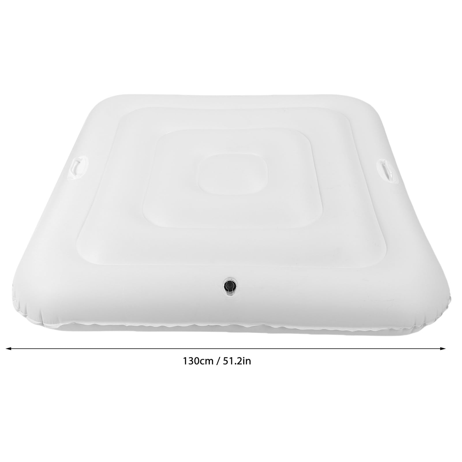 Inflatable Hot Tub Cover with Handles, 130cm PVC Square Inflatable Swimming Pool Lid Foldable Dust Proof Spa Pool Cover for Home Outdoor Use