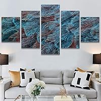 SIGNWIN 5 Panel Canvas Wall Art Modern Art Abstract Contemporary Edgy Mixed Media Multicolor Patterns for Home Decorations Ready to Hang - 60