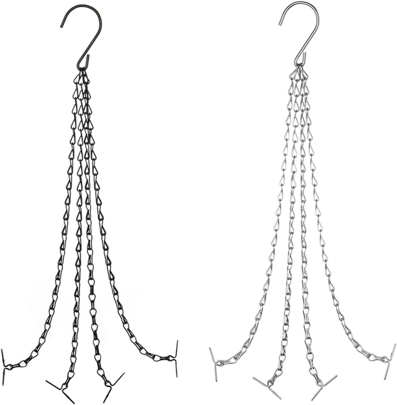 Vakorise Chains with hooks, Chain With Hooks Pot Plant Hanger Iron Ornaments Black Silver(Silver1)