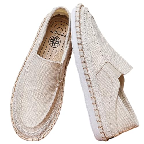 Leichtrit Alpargatas de Lona para Hombre,Hombres Slip on Alpargatas,Alpargatas Hombre Artesanales en Algodón,Transpirable,Flexible,para Caminar,Jugar en la Playa e IR de Compras