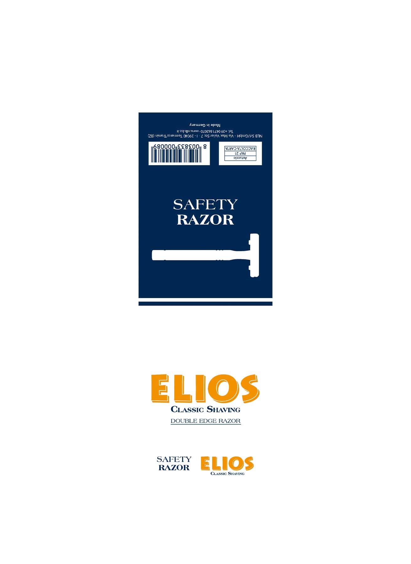 Elios Rasoio di sicurezza a lama intera, rasoio con manico in acciao con 1x11 lamette Elios incluse