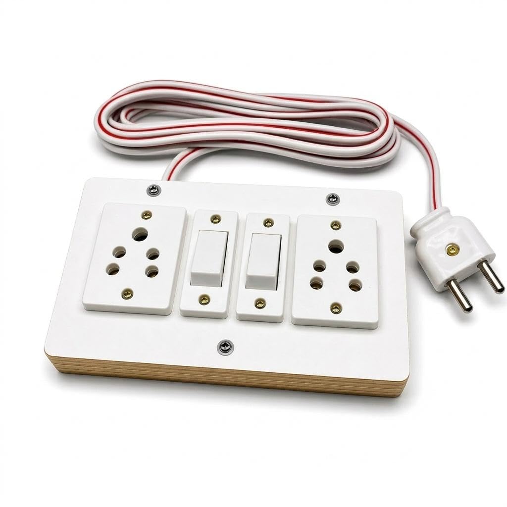 Extension Board with 2 Sockets, 2 Switches and Long Wire, White | Made in India, Individual Switches, Long Cord, Portable Design, Indoor Use-picture-23