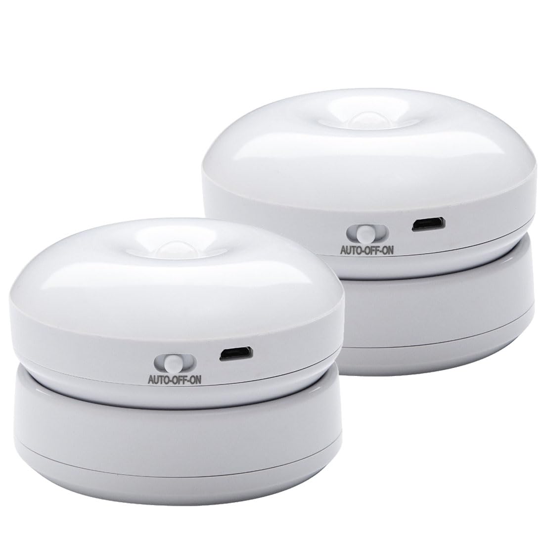 Luz Nocturna con Sensor de Movimiento (2 Piezas) Luz Nocturna Infantil Regulable (AUTO-OFF-ON), Luz de Noche Blanco Cálido para Armario, Pasillo, Escalera, Habitación (360 Grados 2 piezas)