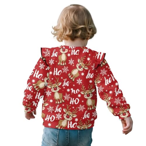 Toddler Girl Crew Neck Pullover Long Sleeve Casual Ruffle Loose Shirts Breathable Comfy Top for Age 1-8 Kids2