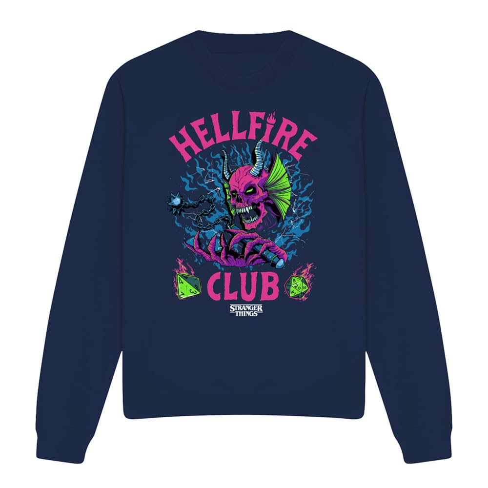 Stranger Things Hellfire Neon Dice Sweatshirt Navy