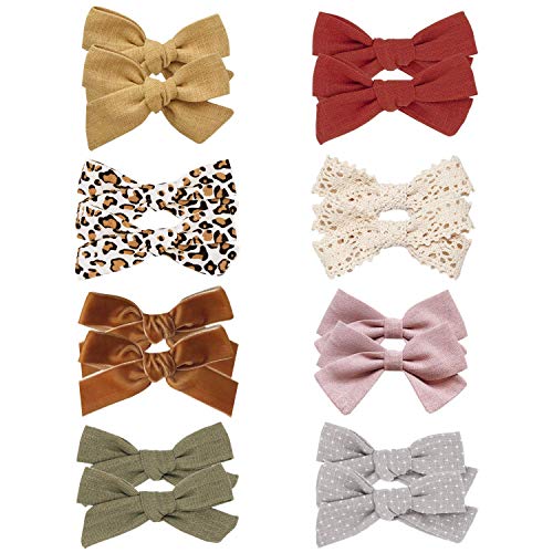 16 Pcs Bébé Fille Cheveux Arc Clips Barrettes Pince Alligator Accessoires De Cheveux pour Filles Toddler Enfants Adolescents et Grandes Filles, 8 Paires