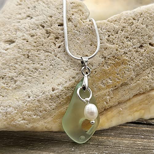 Sea Glass Pendant Necklace for Women Handmade Hypoallergenic Boho Beach Gala Wedding Style Fashion Jewelry2
