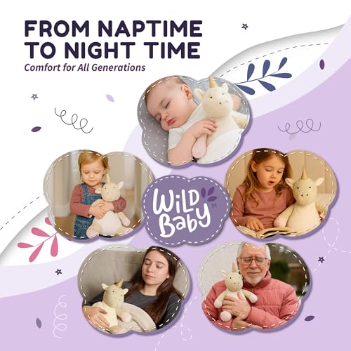 WILD BABY Microwavable & Weighted Plush Toy - Unicorn Stuffed Animal for Comfort & Warmth - Soft, Heatable Plushie for Snuggles - Great for Kids, Toddlers & All Ages