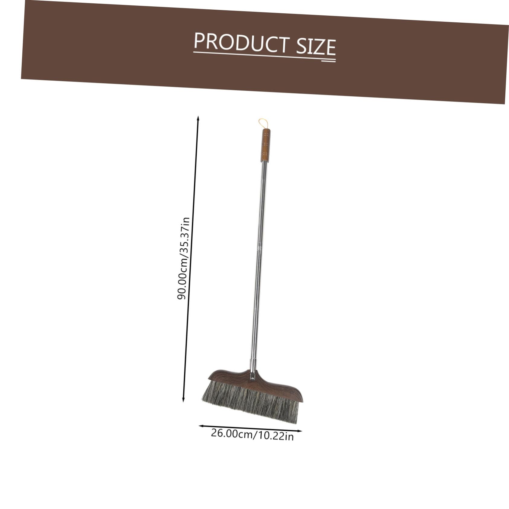 Gogogmee Chickens Foot Wood Horsehair Broom Stainless Steel Handle Long Handle Soft Hair Cleaning Brush Anti-Static Broom Sweeper