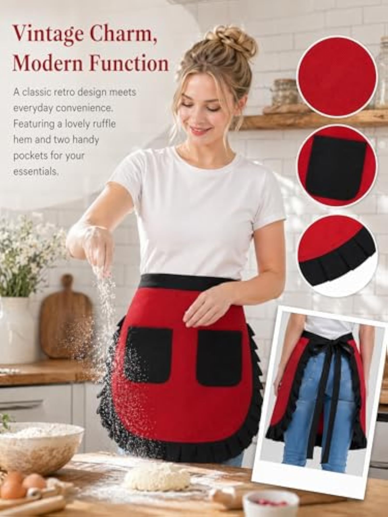 Waist Apron with Two Pockets for Kitchen, Unisex Gift