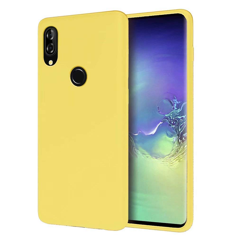 Xunlaixin MUTOUREN Compatible with Huawei P20 Lite Case TPU liquid Silicone Gel Rubber Cover with Soft Microfiber Cloth Lining Cushion Anti-Scratch Shockproof Phone Case, Yellow