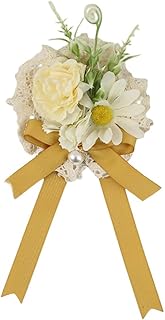 Lolita - Accesorios para el cabello con diseño de rosas y clip lateral para mujeres y niñas (color amarillo)