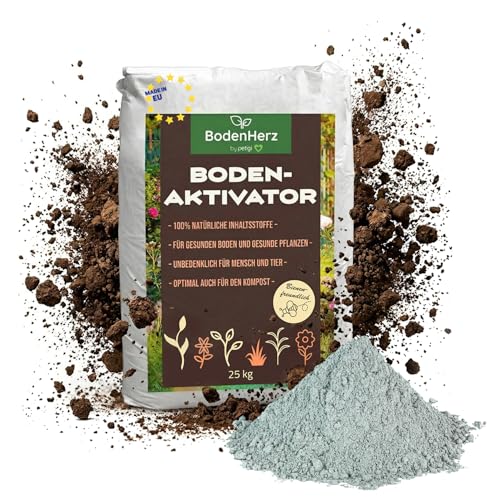 BodenHerz Bodenaktivator 25 kg mit Mineralien 100% Natürlich mit Langzeitwirkung zur Bodenverbesserung Bodengesundheit für Beet und Rasen petigi