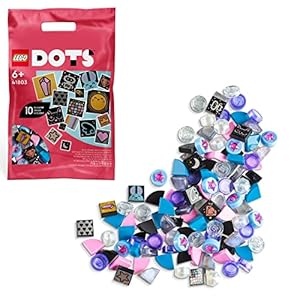 LEGO 41803 DOTS Ergänzungsset Glitzerpracht für Armbänder, Bastelset für Kinder, DIY Taschenanhänger, Informationstafel…