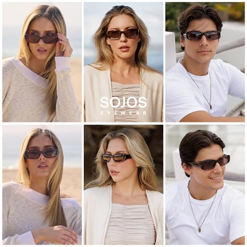 SOJOS Retro Rectangle Polarized Sunglasses Women Men Trendy Y2k 90s UV Protection Womens Mens Sun Glasses SJ23752