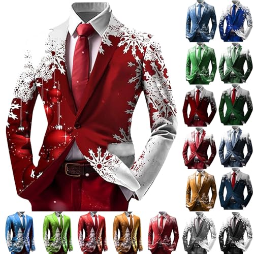 Blazer de Noël pour homme avec imprimé sapin et flocon chic