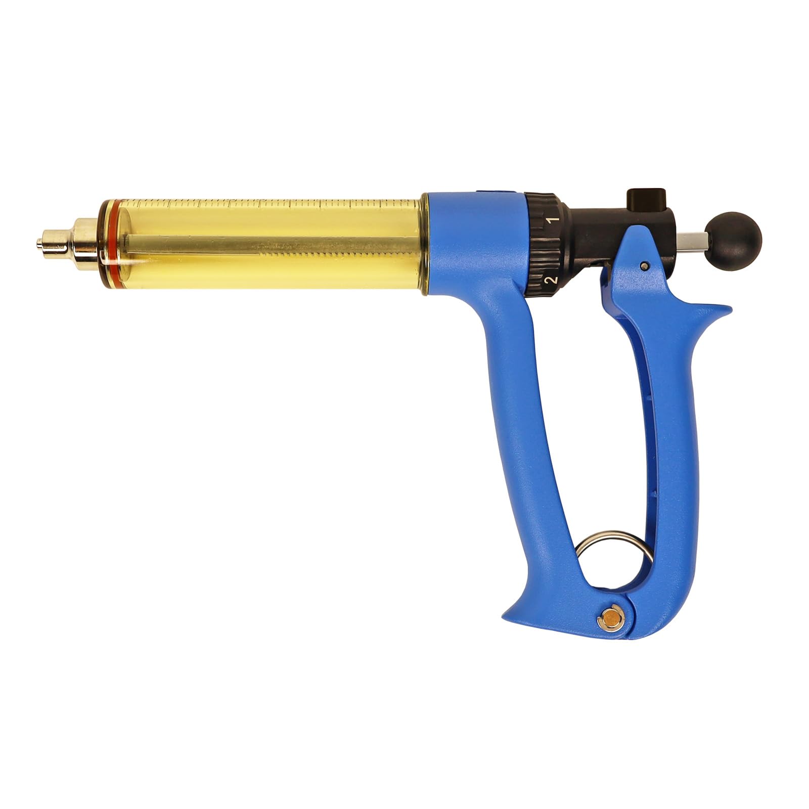 Jeringa semiautomática de ganado de 50 ml, 5 engranajes de dosis de ajuste preciso, pistola de vacuna de ganado, jeringa veterinaria de repetición continua Luer Lock para vaca, cabra, cerdo, ovejas