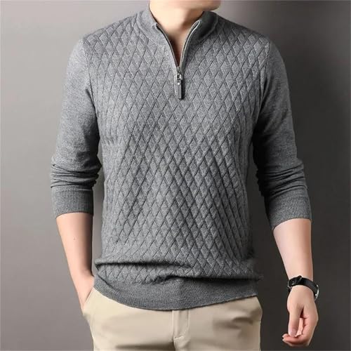 Men Half Zipper Slim Fit Knitted Pullover Sweaters Casual Longsleeve Standcollar Solidcolor Knitwear2