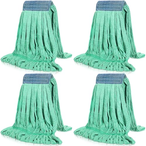Image of Lallisa 4 Pcs Commercial Mop Head Replacement Tube Microfiber Industrial Looped End Mop Heads Refill for Floor Cleaning for Home Commercial Industrial Use(Large,Green)