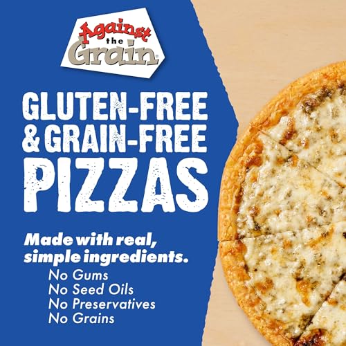 Image of Against the Grain Nut-Free Pesto Original Crust Pizza, No Gluten, Grains, Seed Oils, Preservatives or Gums, Frozen, Family Size (22.4 oz)