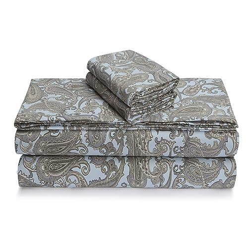 Tribeca Living Ultra-Soft Portuguese Flannel Pillowcase Set for Standard Pillows, 100% Cotton, Ava Paisley Print